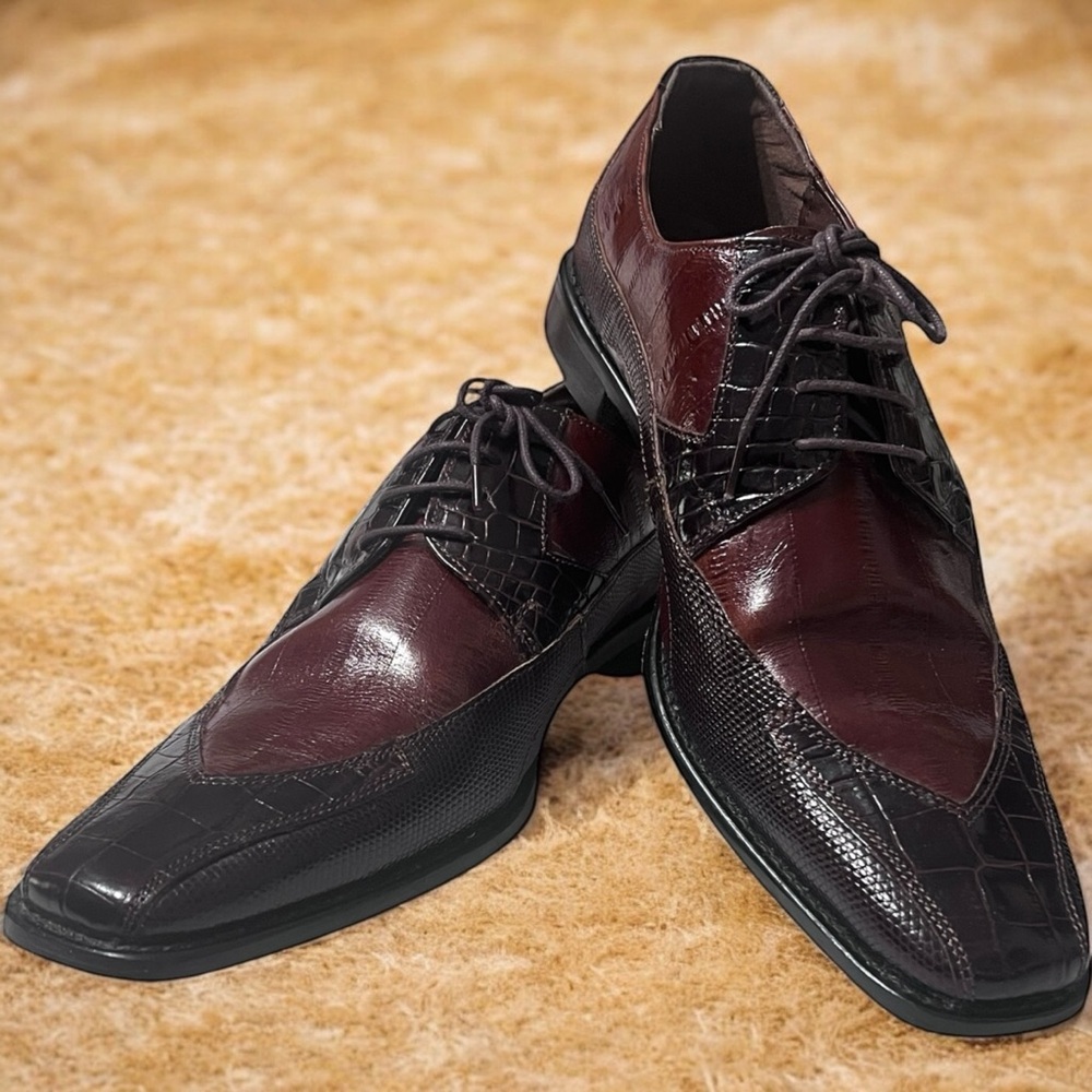 Stacy Adams Maroon and Chocolate Oxfords - Picture 6 of 15